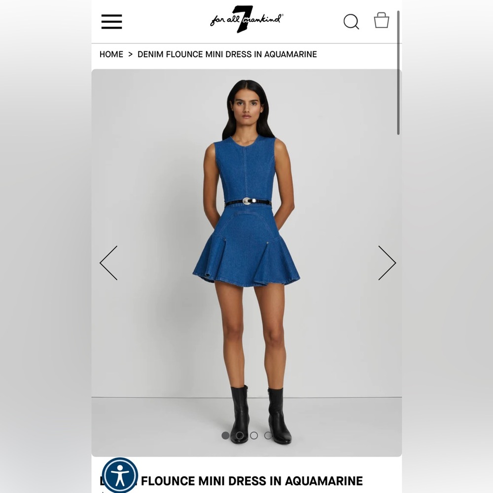 7 FOR ALL MANKIND denim flounce mini dress XS NWT